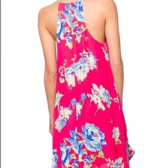 Everly Pink Floral Sundress Mini Women Sz Small Halter Neck Sleeveless - Picture 7 of 10